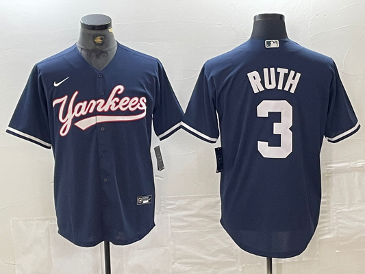 Men's New York Yankees Babe Ruth #3 Navy Limited Player Jerseys