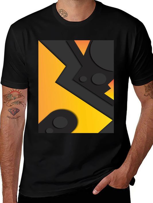 Geometric Abstract Graphic Tee - Black