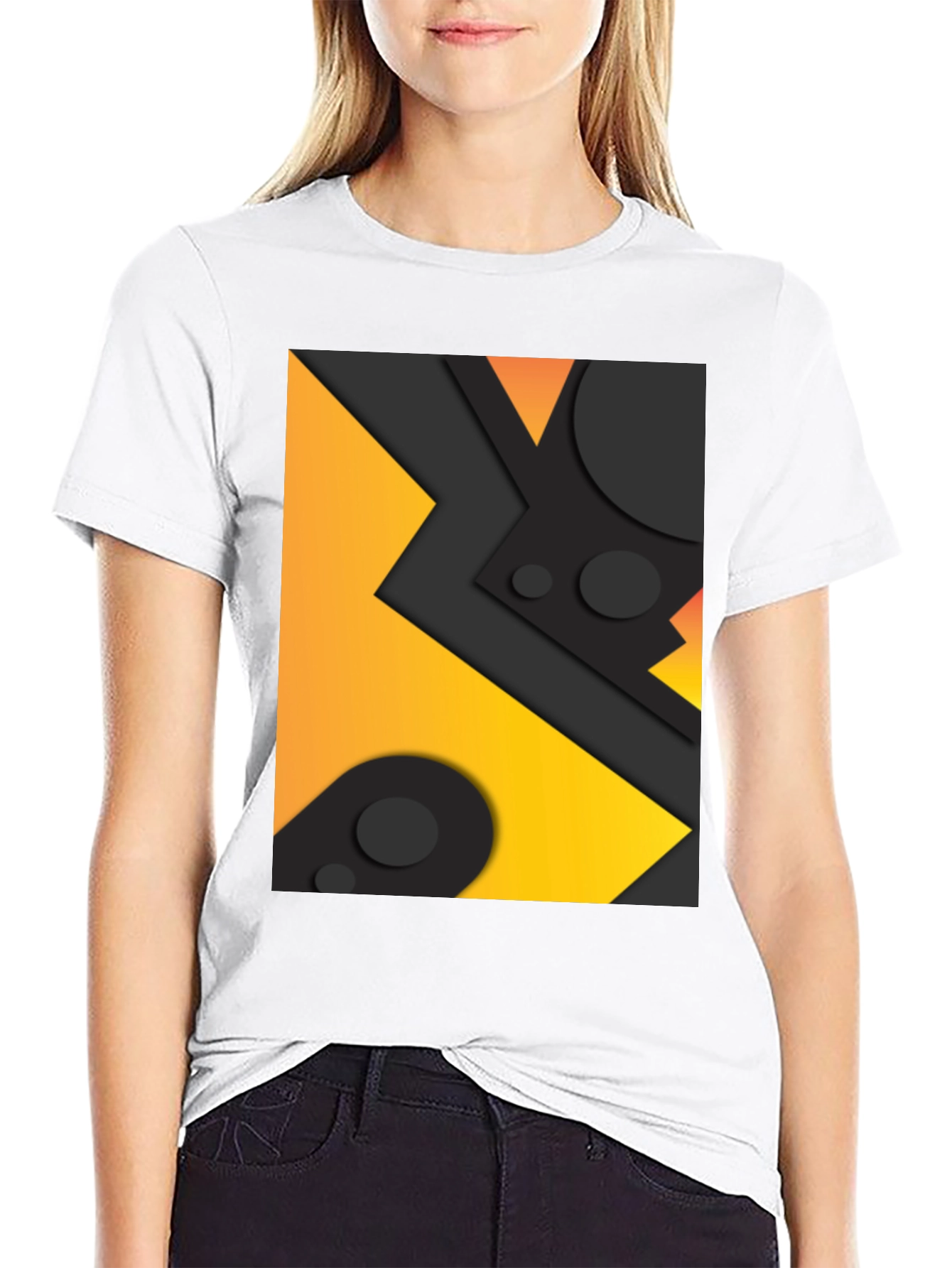 Geometric Abstract Graphic Tee - Black