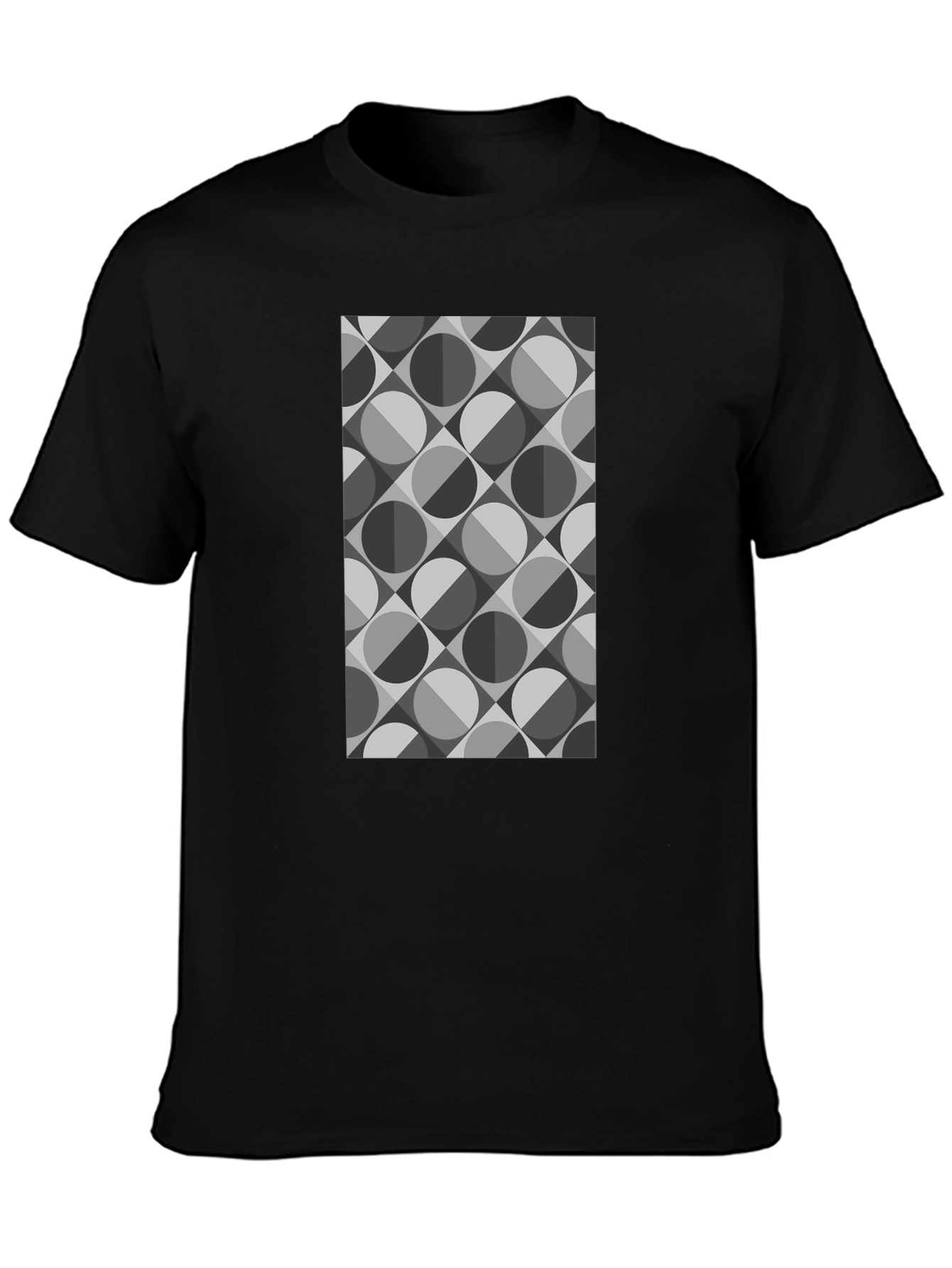 Geometric Retro Pattern Black T-Shirt