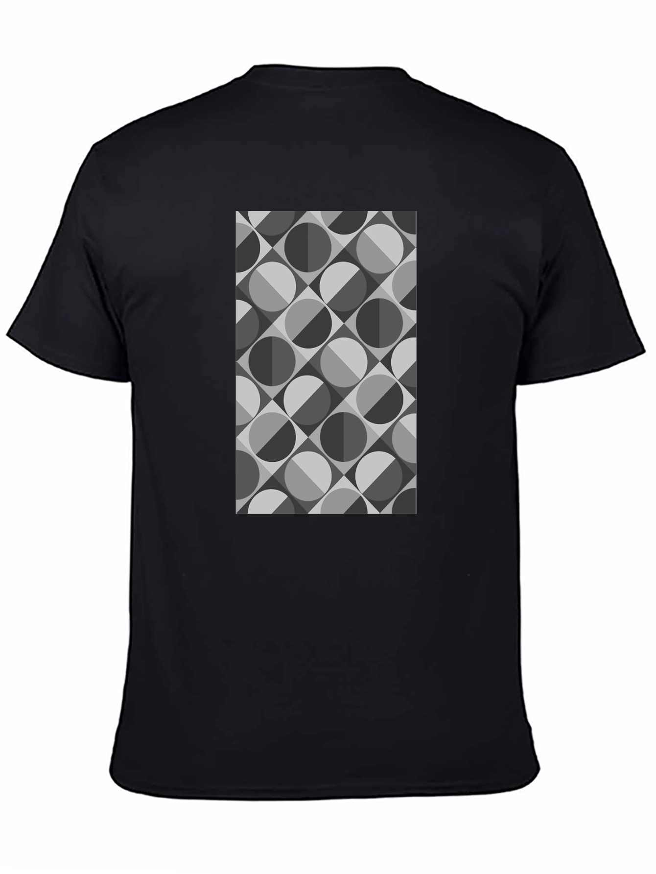 Geometric Retro Pattern Black T-Shirt
