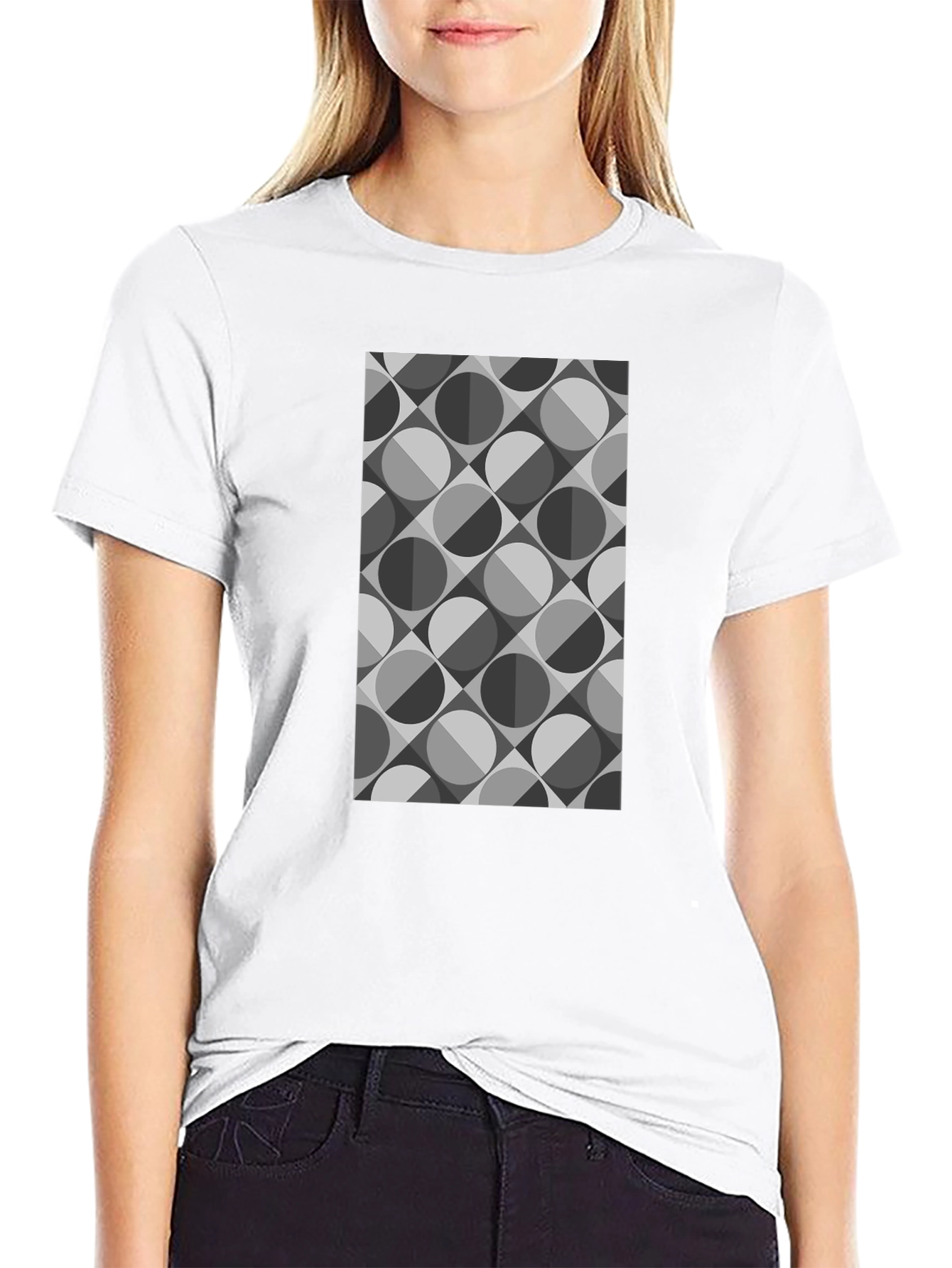 Geometric Retro Pattern Black T-Shirt