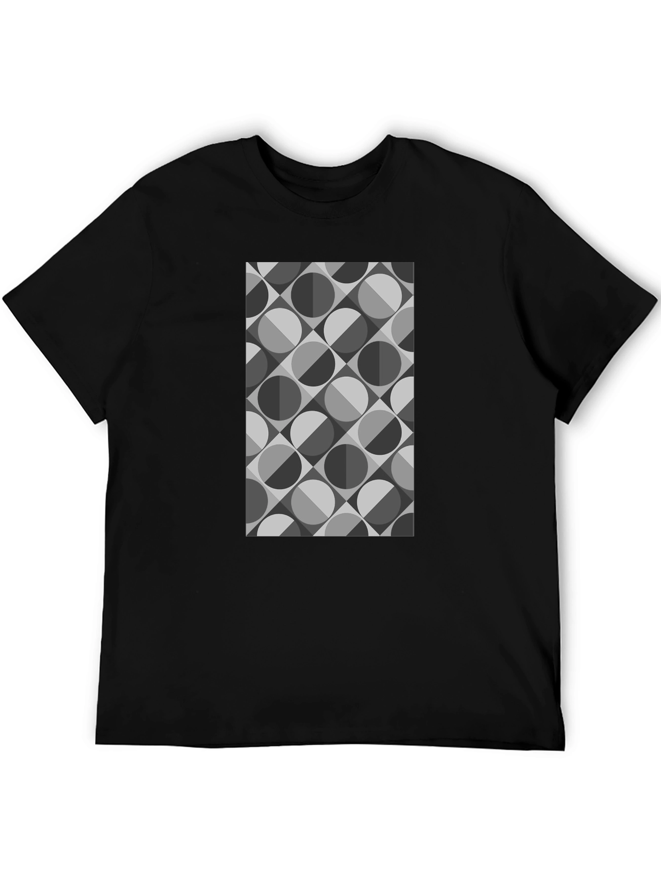 Geometric Retro Pattern Black T-Shirt