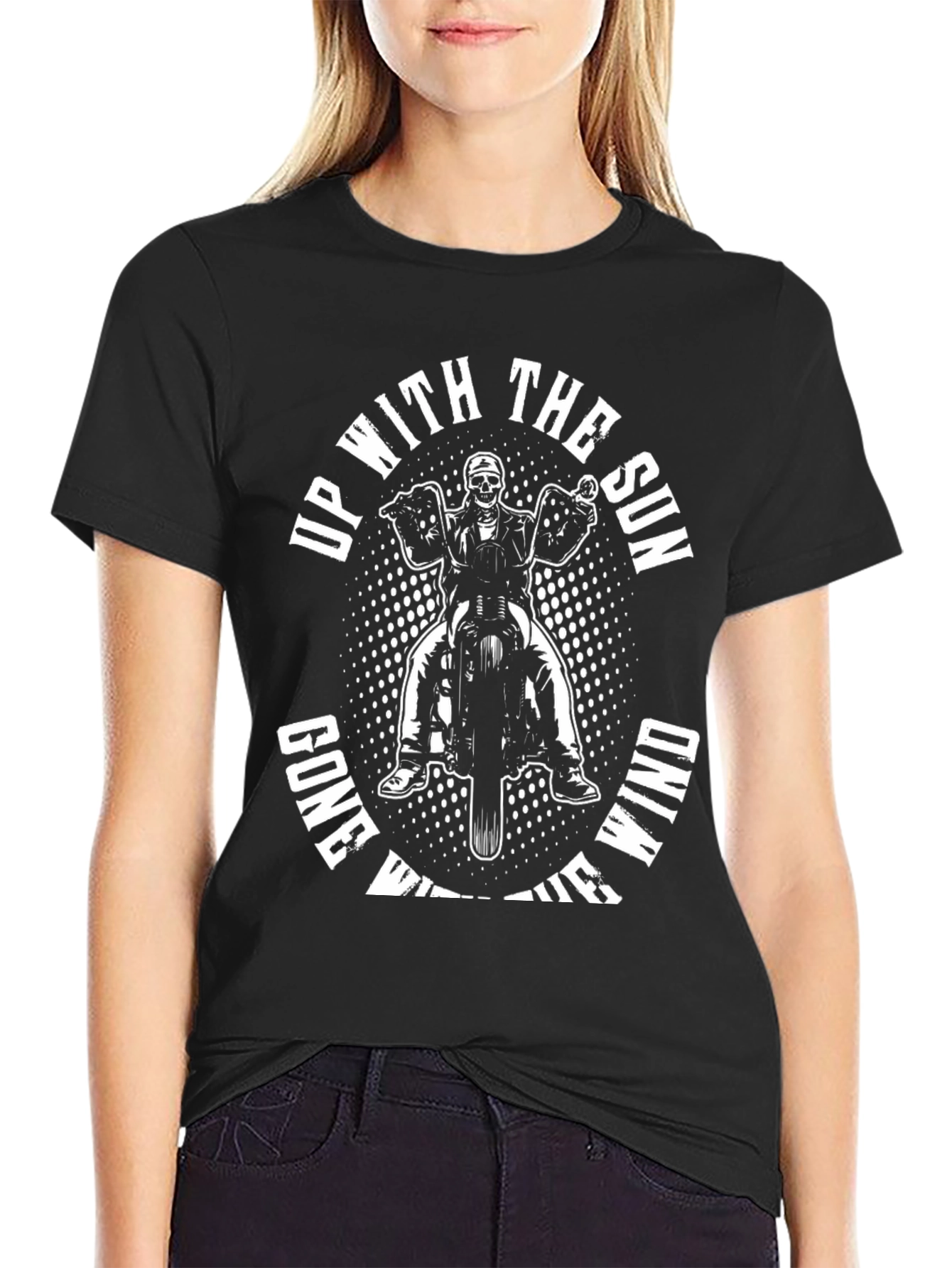 Up With The Sun Skeleton Biker T-Shirt