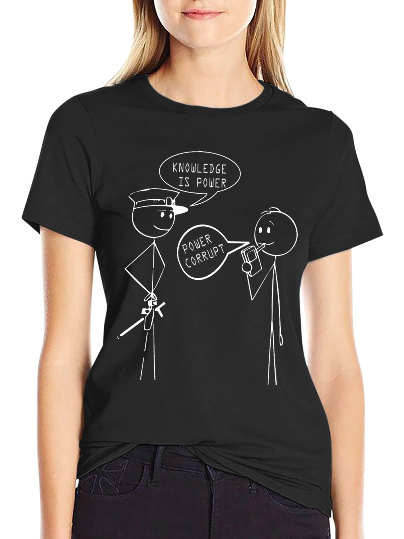Funny Stick Figure T-Shirt - Knowledge is Power