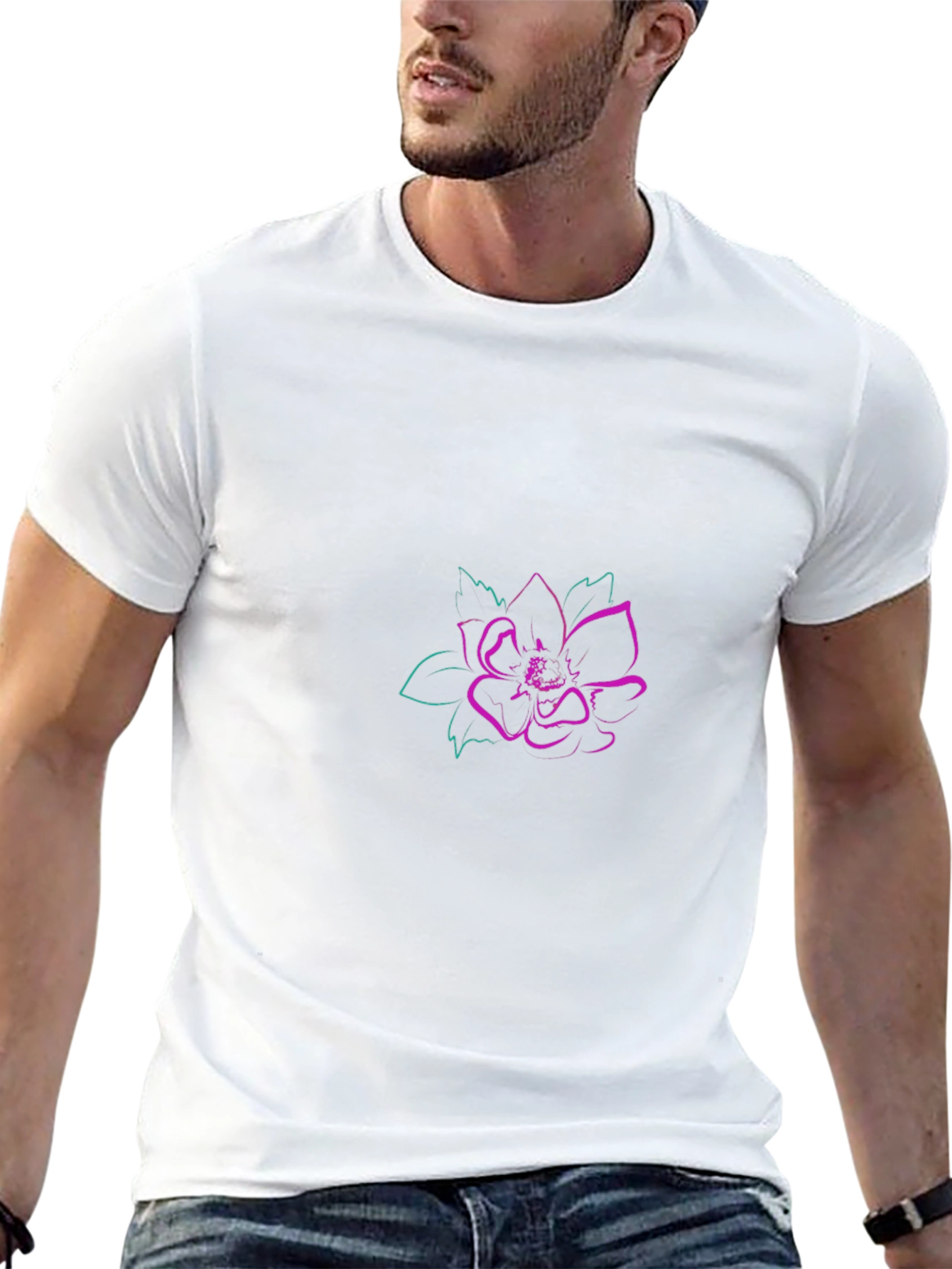 Floral Graphic Tee - Black Cotton Comfort