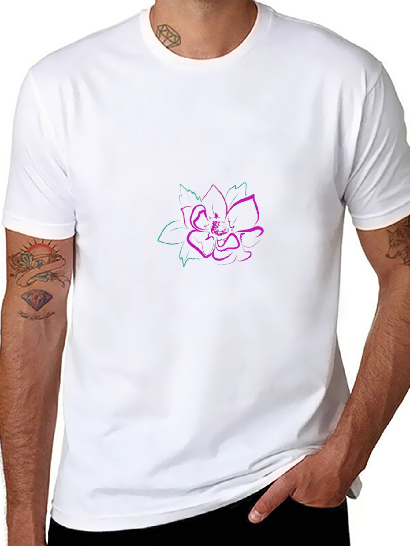 Floral Graphic Tee - Black Cotton Comfort