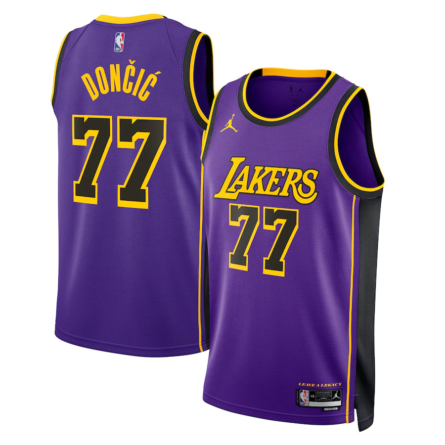 Los Angeles Lakers Jordan Brand Statement Edition Swingman Jersey - Purple - Luka Don??i??