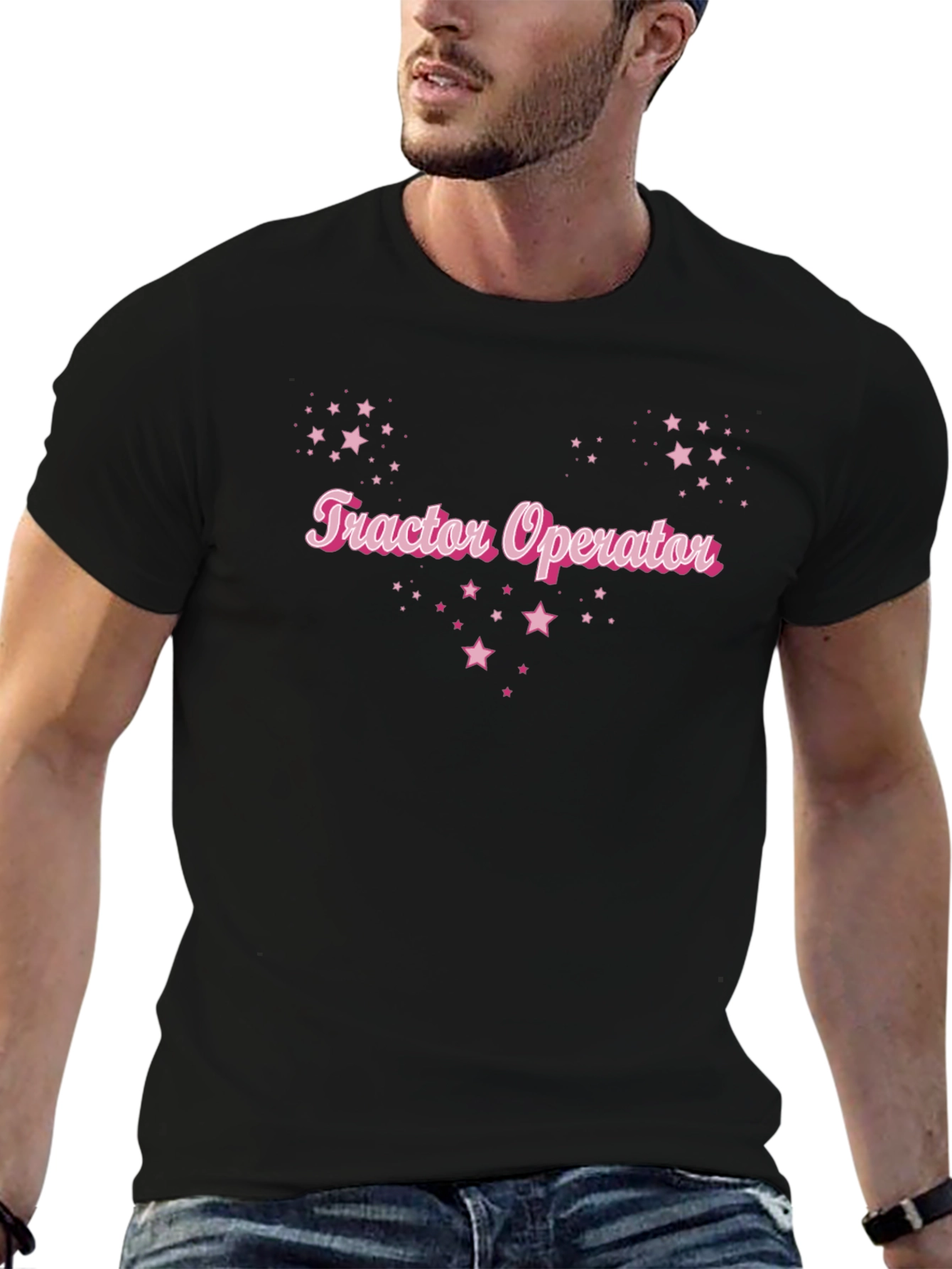 Tractor Operator Starry Graphic Tee - Black