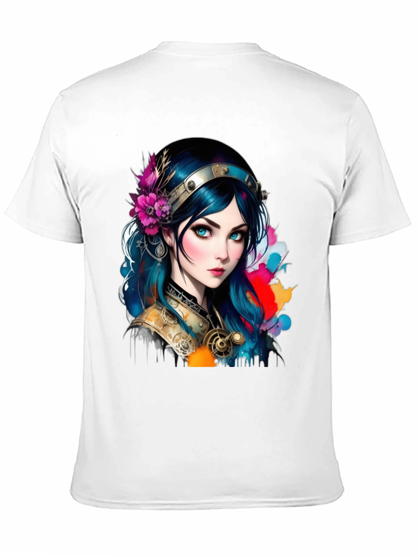 Fantasy Girl Graphic Tee - Artistic Design Black T-Shirt