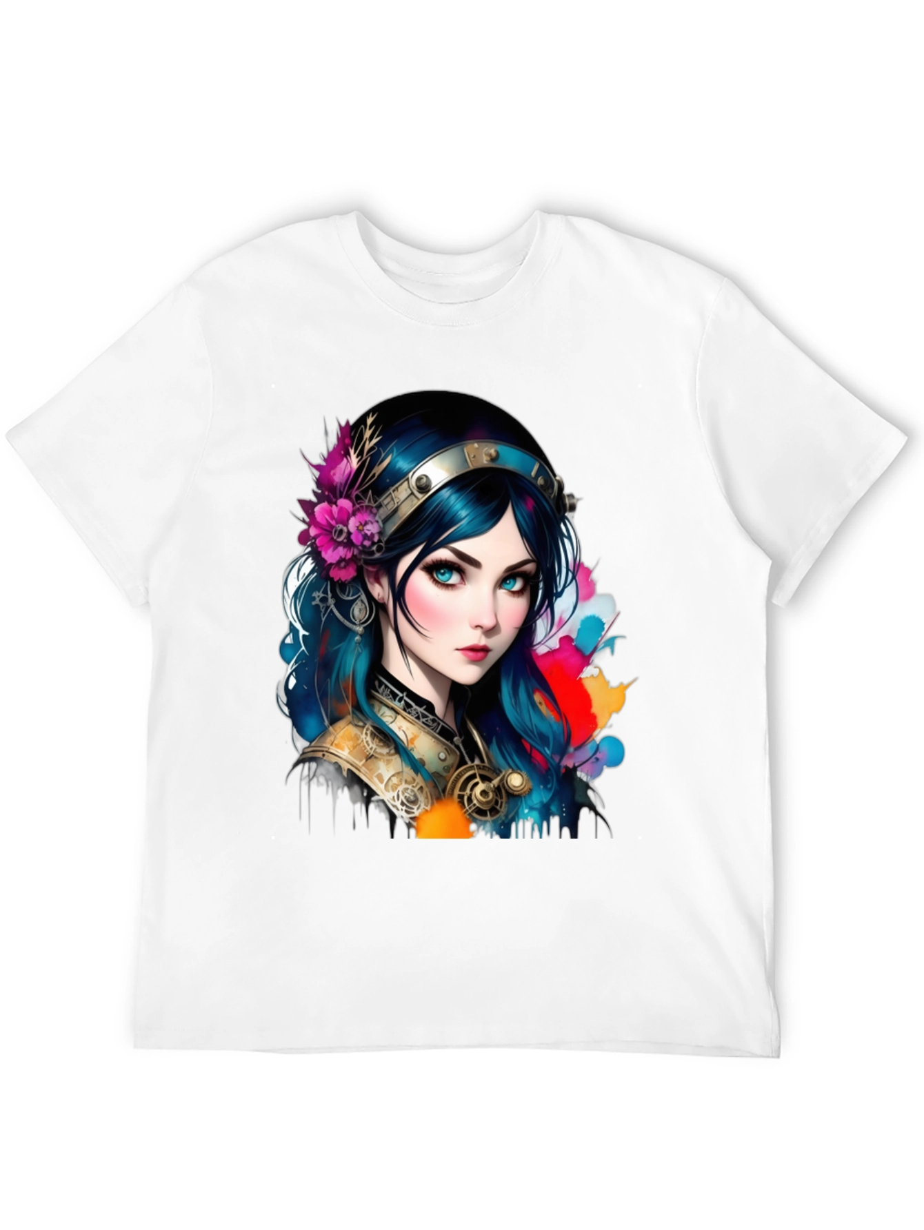Fantasy Girl Graphic Tee - Artistic Design Black T-Shirt