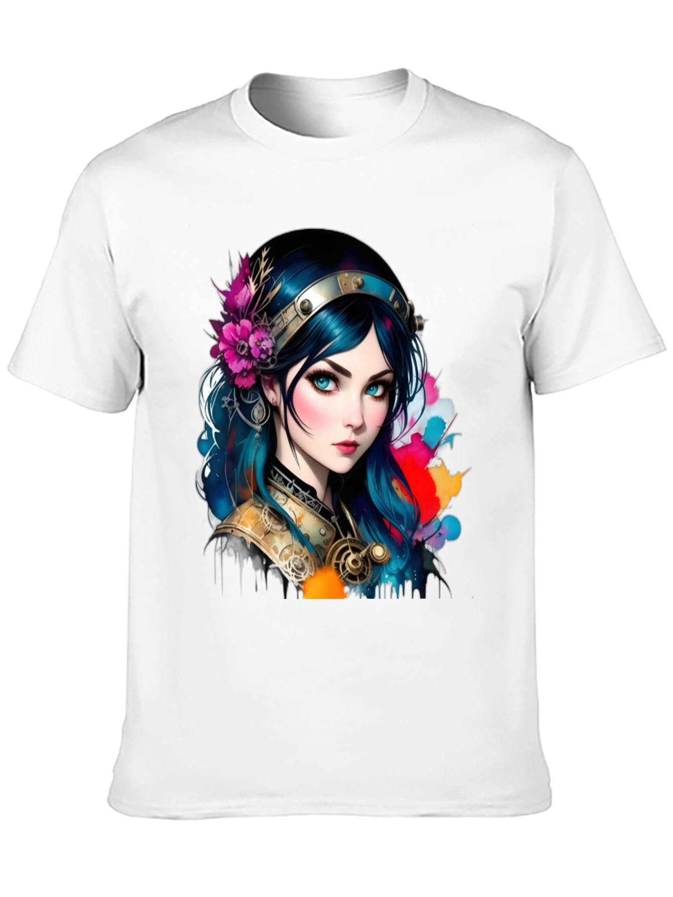 Fantasy Girl Graphic Tee - Artistic Design Black T-Shirt
