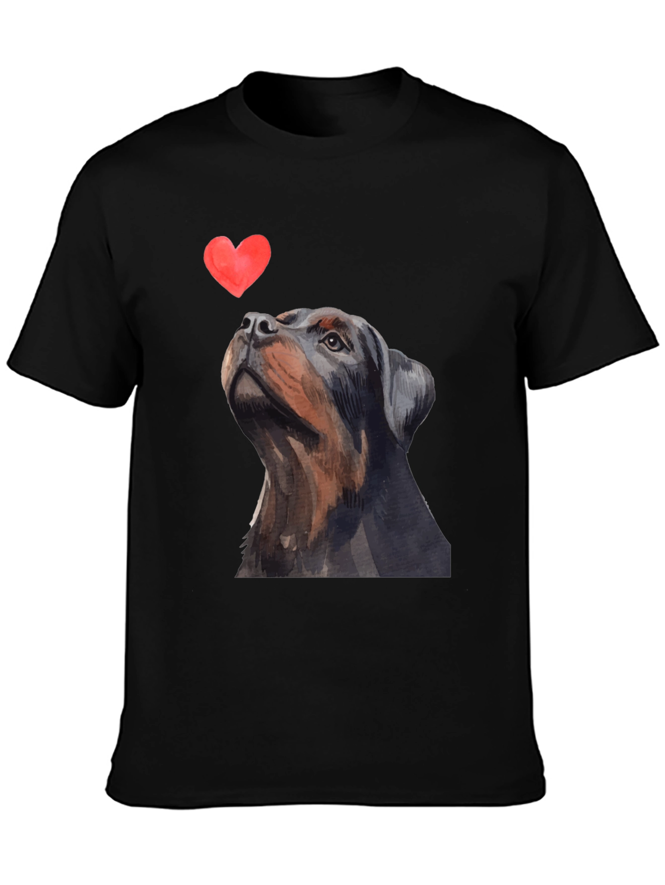 Rottweiler Dog Heart T-Shirt - Mens Black Graphic Tee
