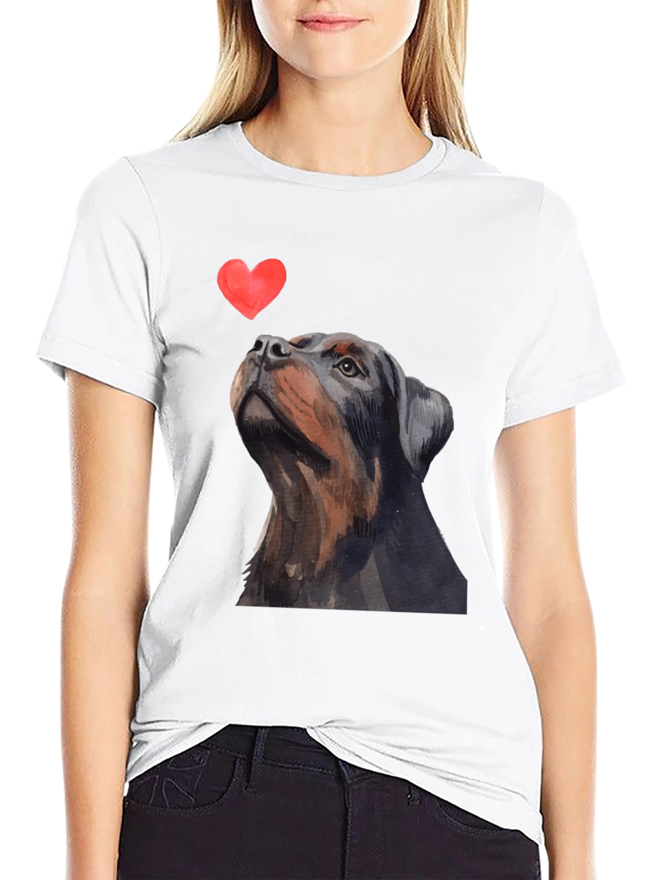 Rottweiler Dog Heart T-Shirt - Mens Black Graphic Tee