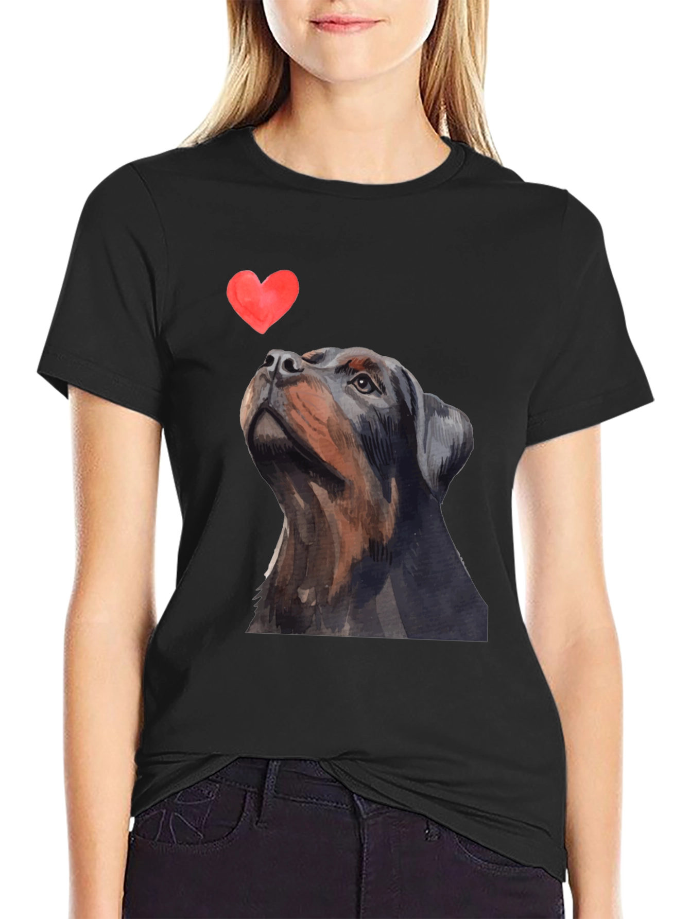 Rottweiler Dog Heart T-Shirt - Mens Black Graphic Tee