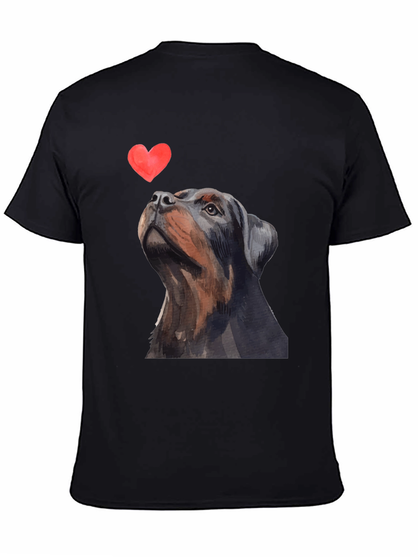 Rottweiler Dog Heart T-Shirt - Mens Black Graphic Tee