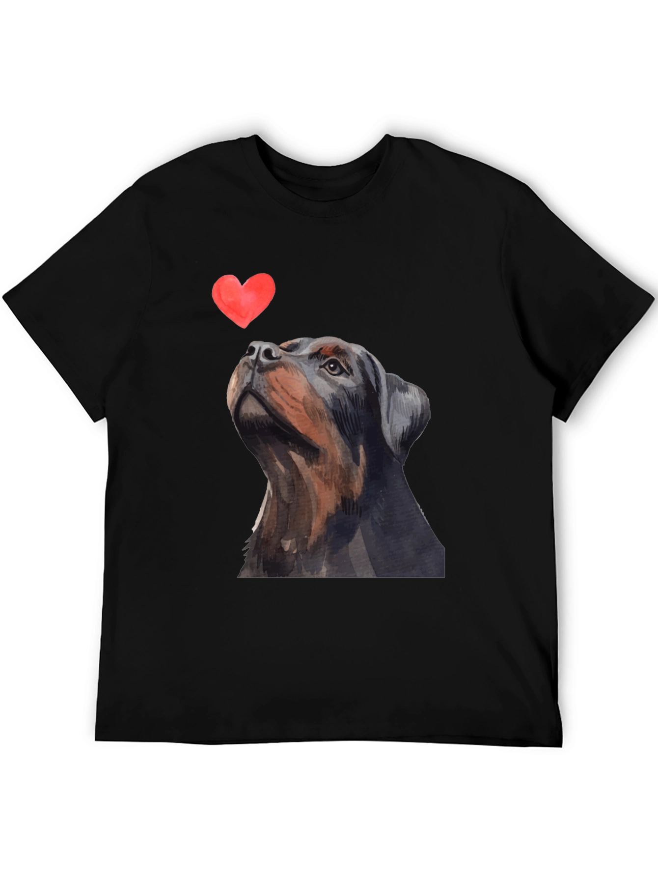 Rottweiler Dog Heart T-Shirt - Mens Black Graphic Tee