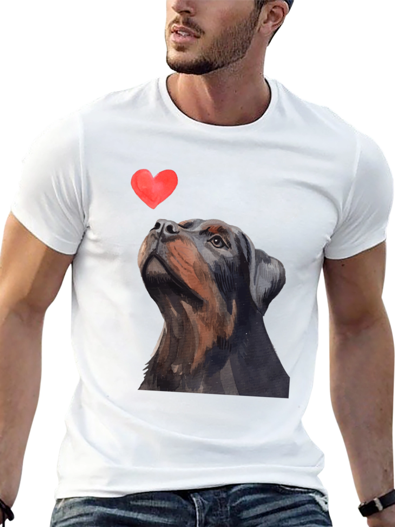 Rottweiler Dog Heart T-Shirt - Mens Black Graphic Tee