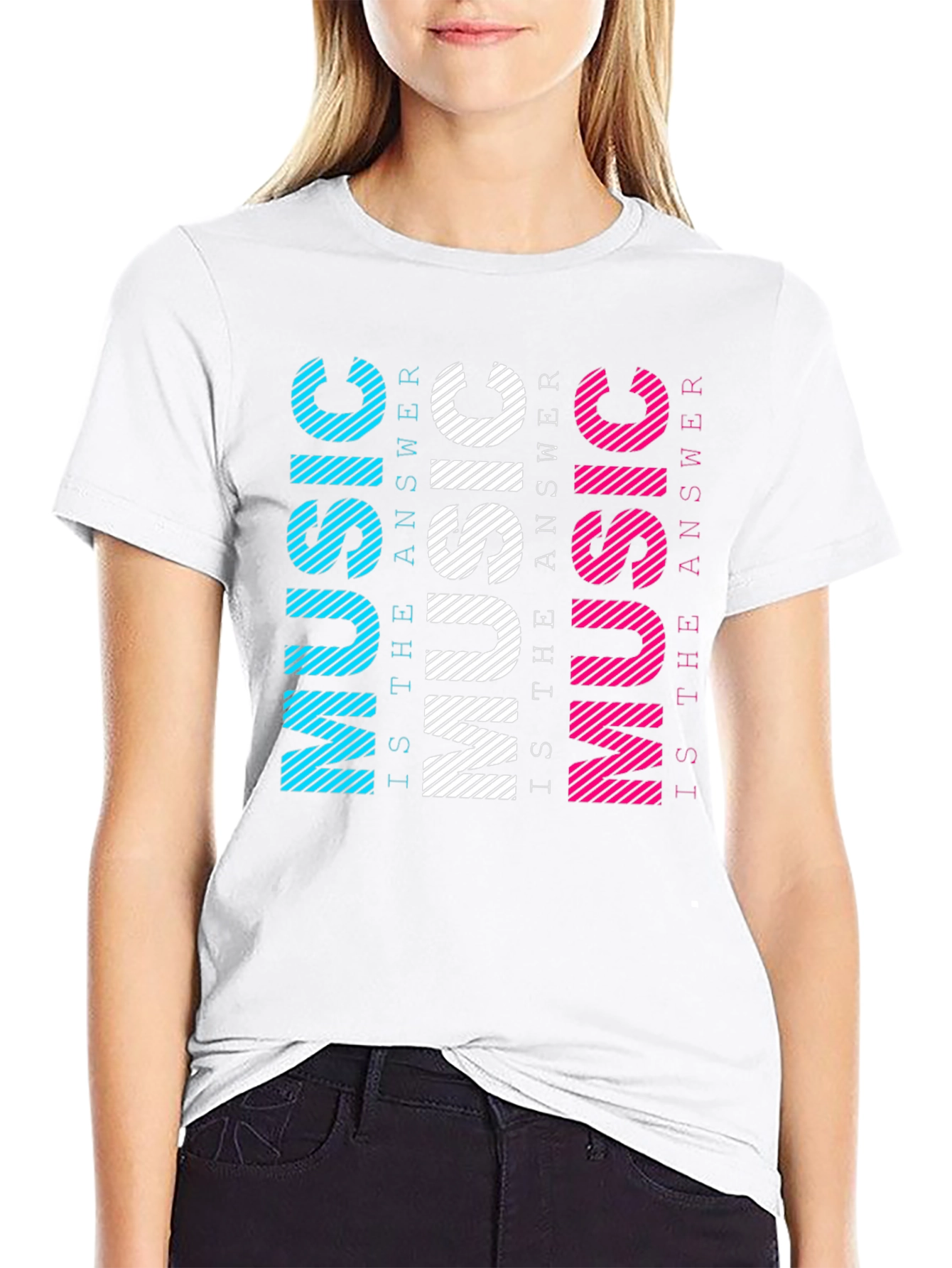 Music is the Answer Mens Black T-Shirt