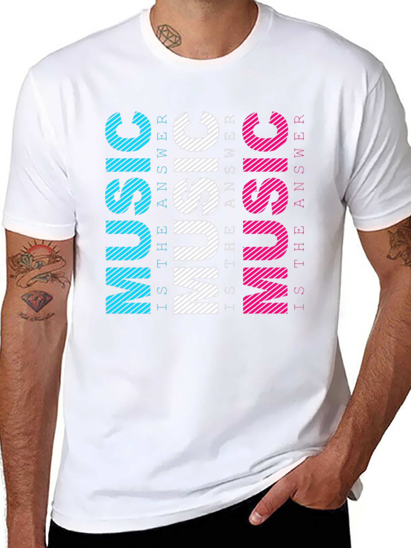 Music is the Answer Mens Black T-Shirt