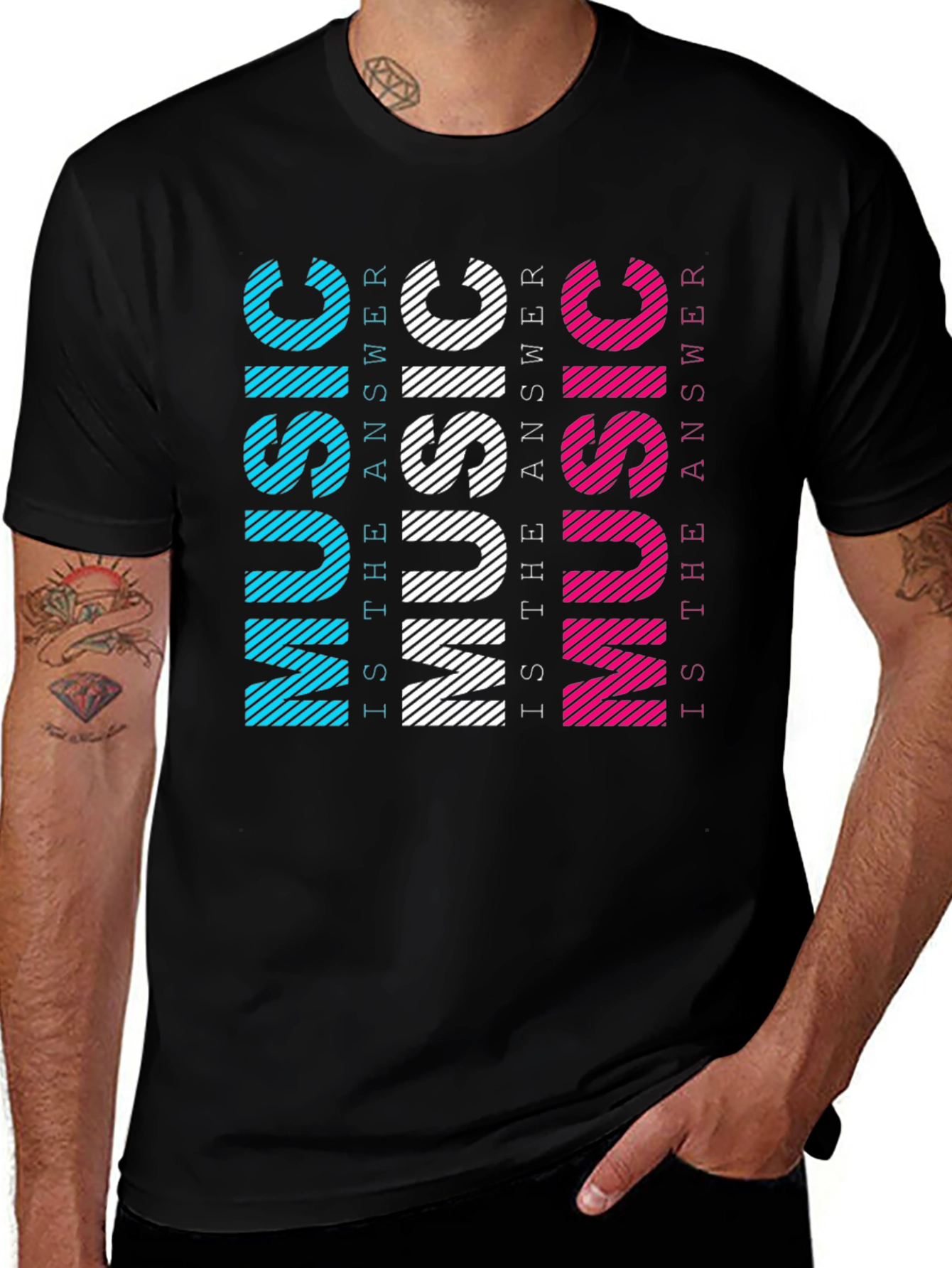 Music is the Answer Mens Black T-Shirt