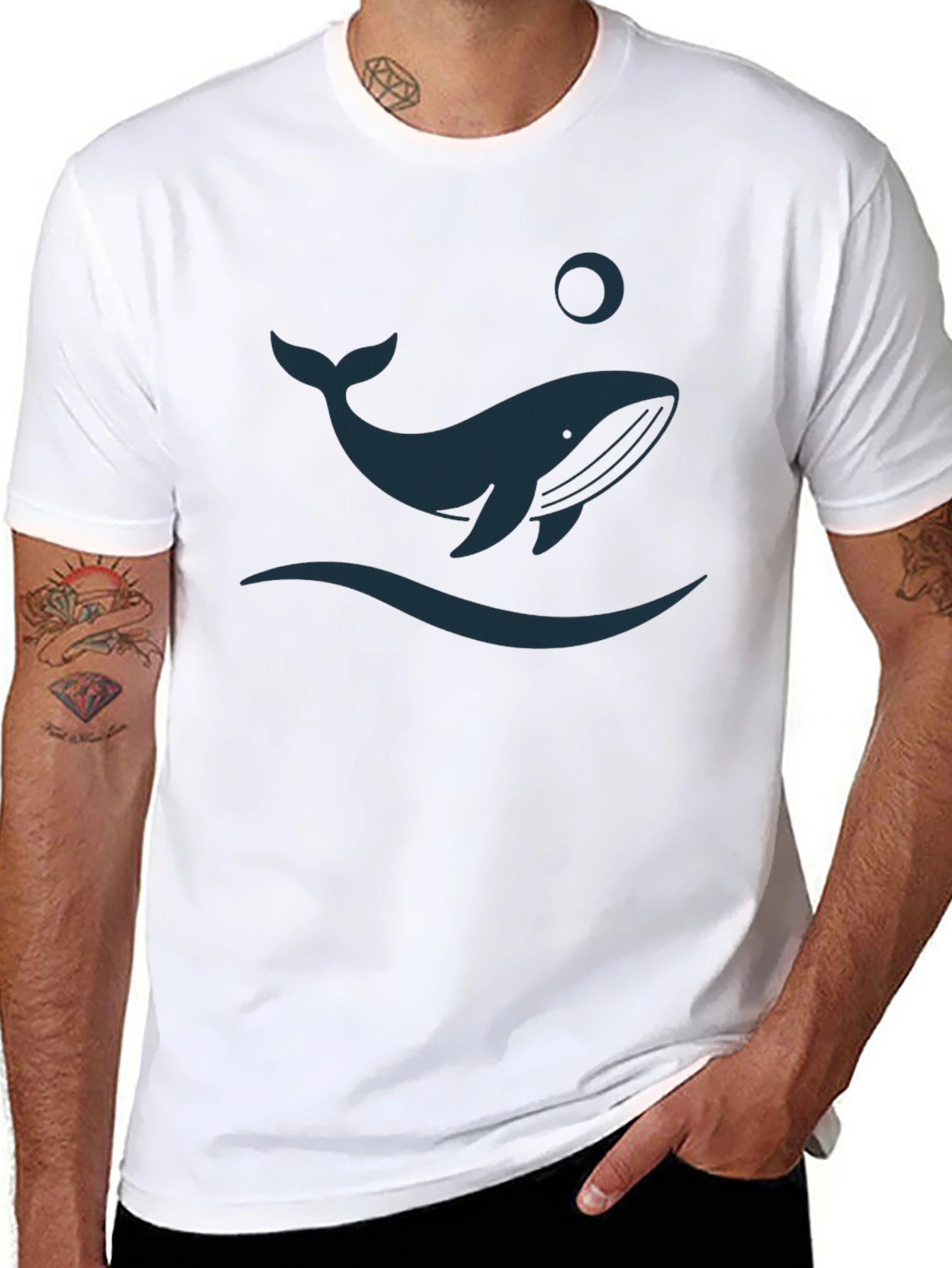 Whale Graphic Tee - Black Casual Shirt