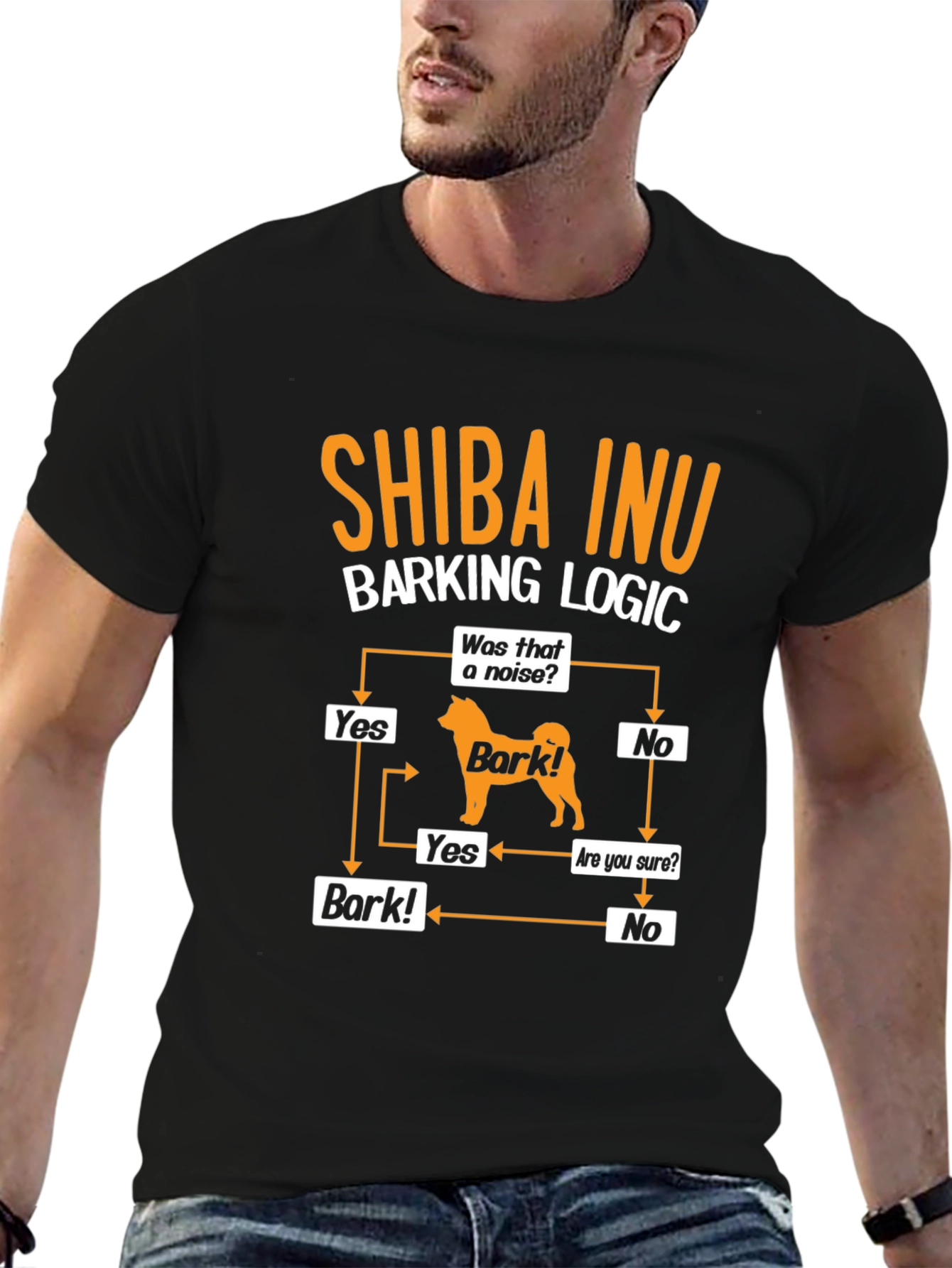 Shiba Inu Barking Logic Black T-Shirt