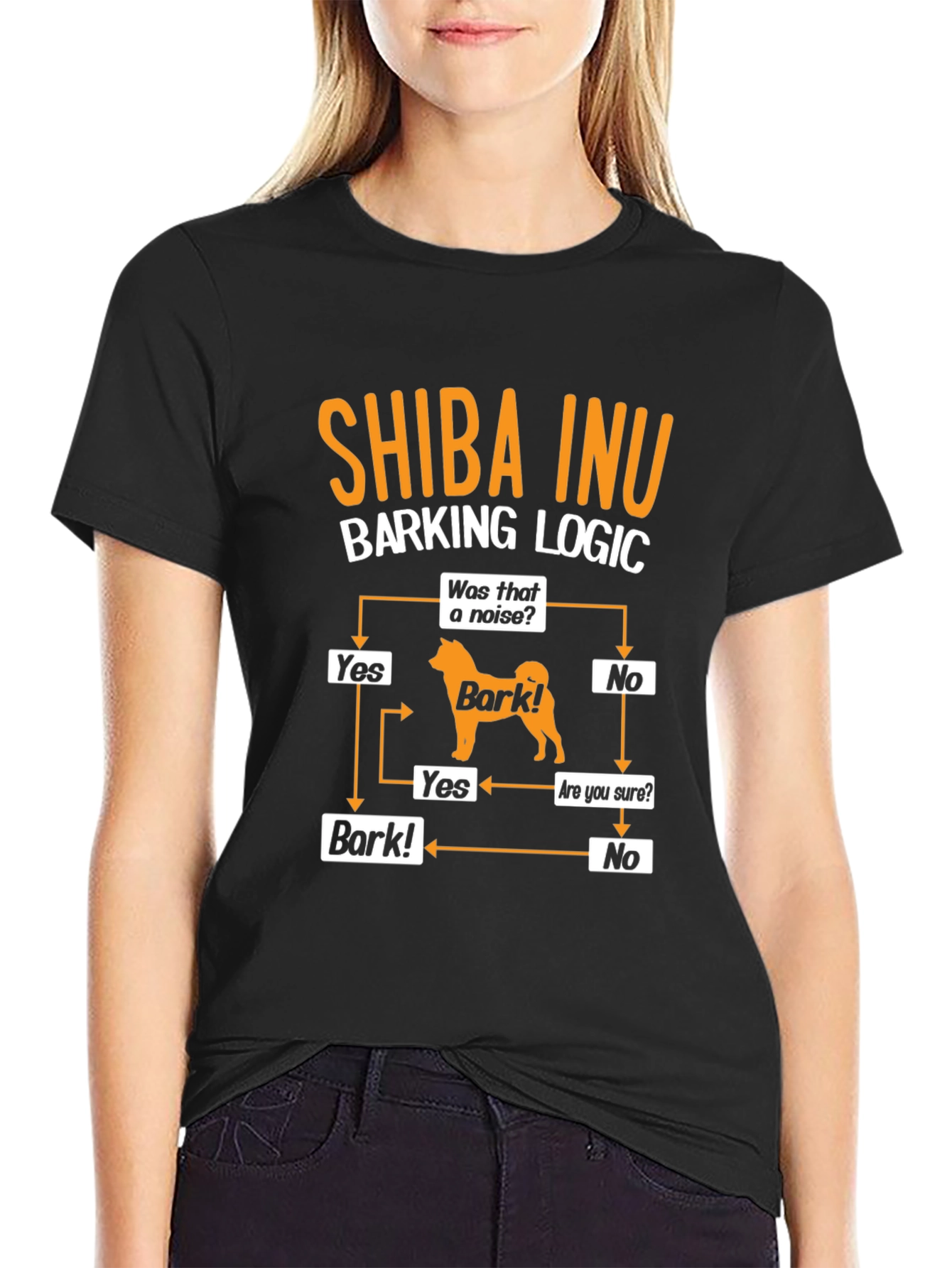 Shiba Inu Barking Logic Black T-Shirt