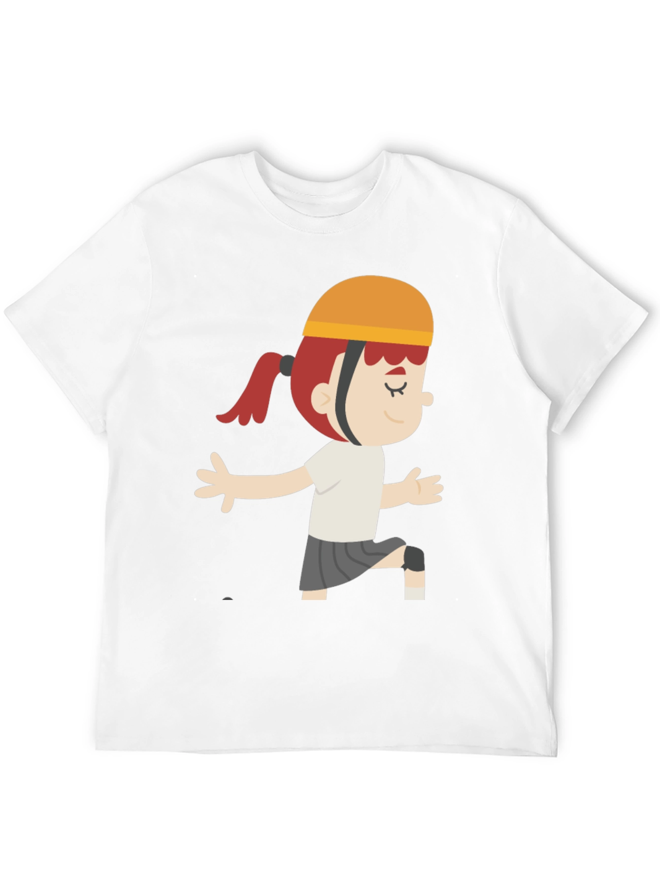 Cartoon Girl Graphic T-Shirt - Black Casual Tee
