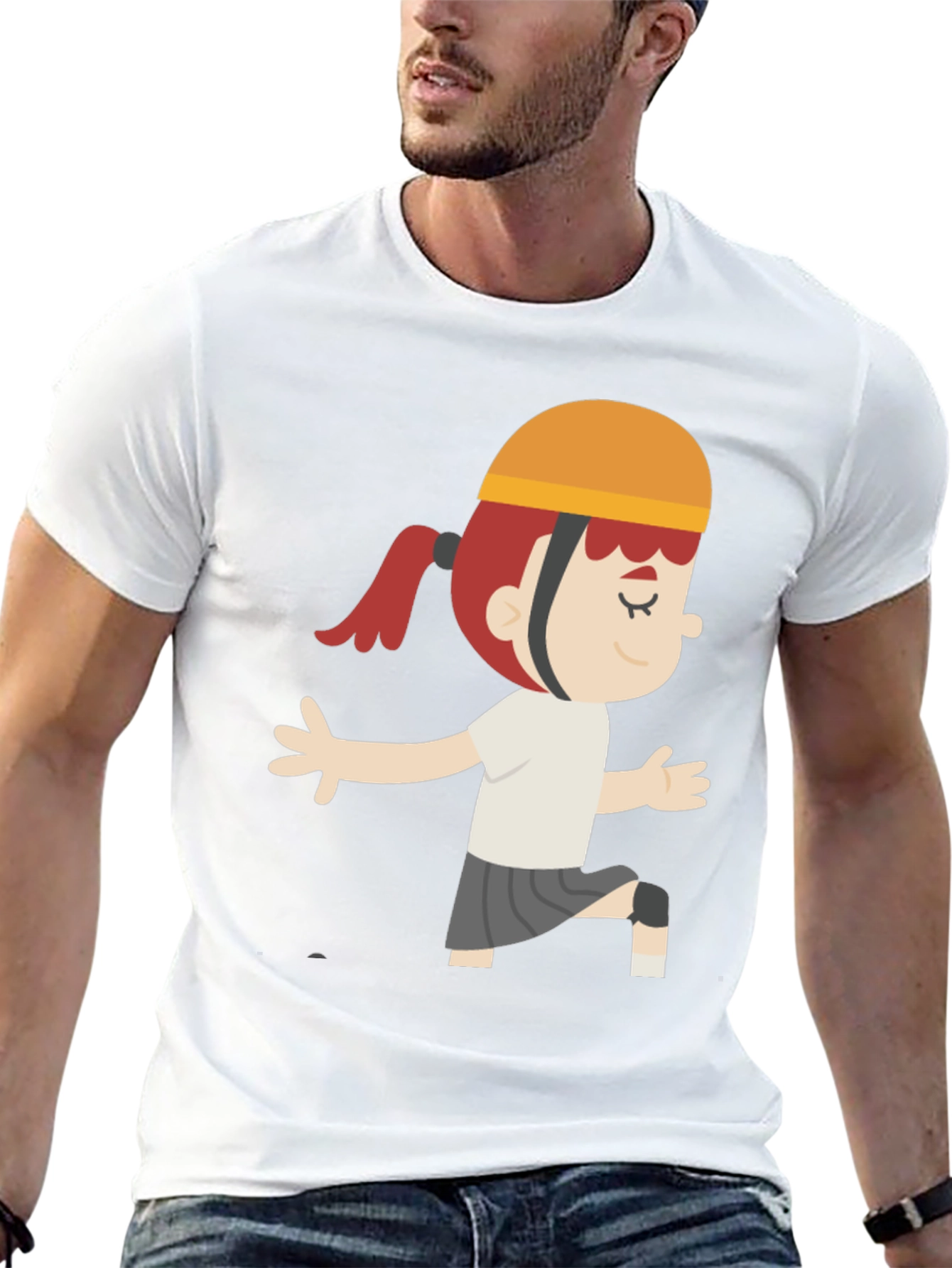Cartoon Girl Graphic T-Shirt - Black Casual Tee