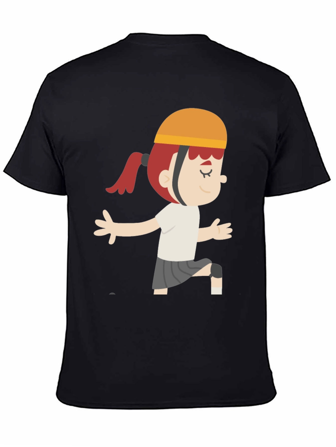 Cartoon Girl Graphic T-Shirt - Black Casual Tee