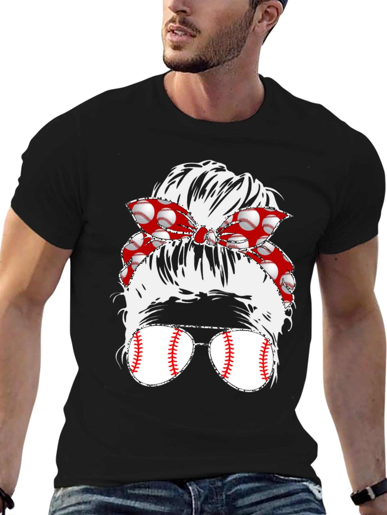 Baseball Messy Bun T-Shirt
