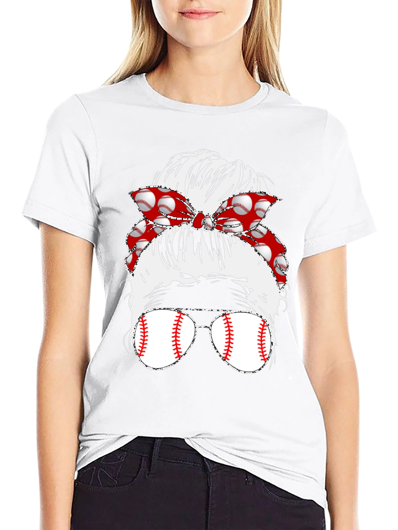 Baseball Messy Bun T-Shirt