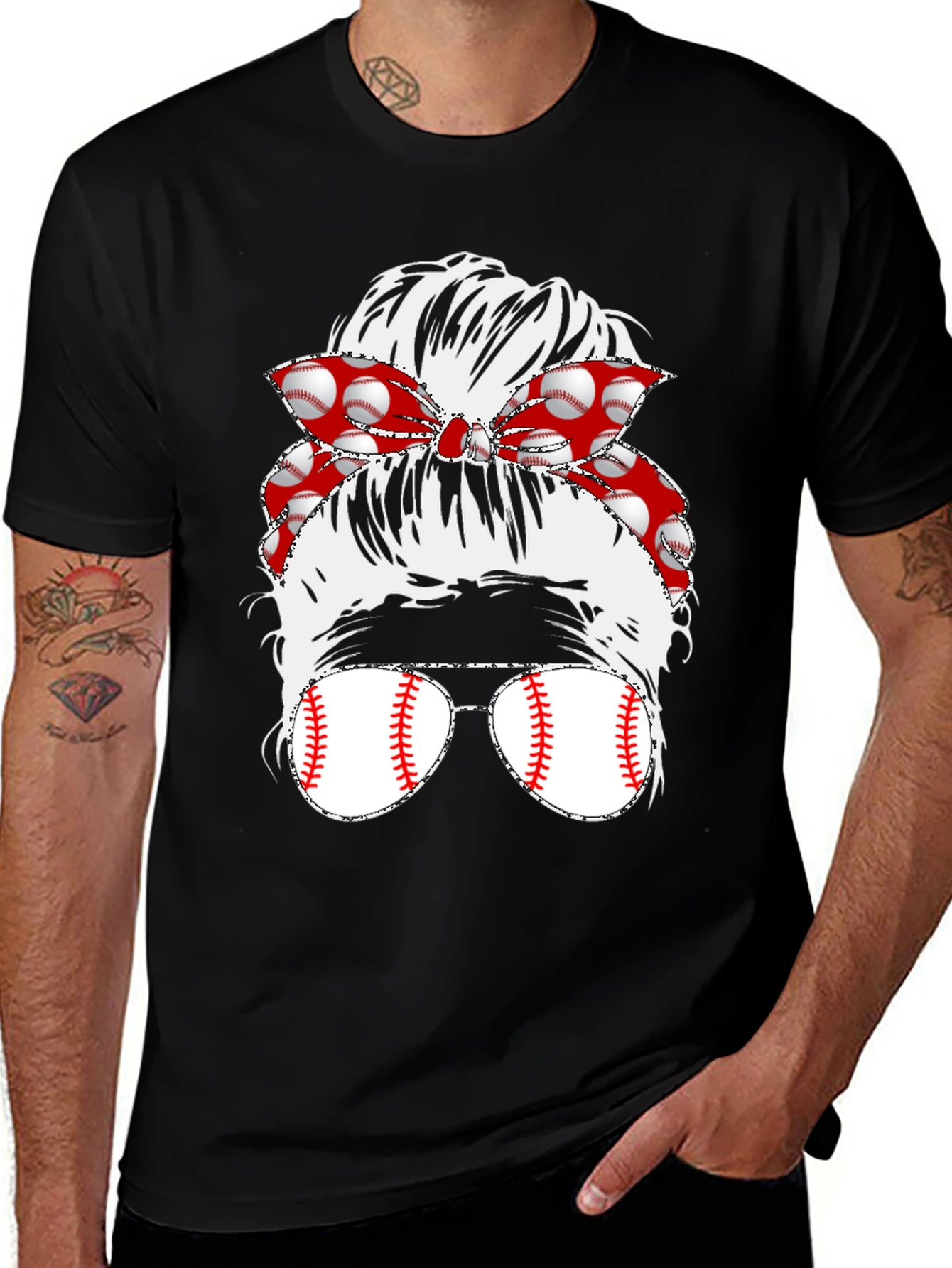 Baseball Messy Bun T-Shirt