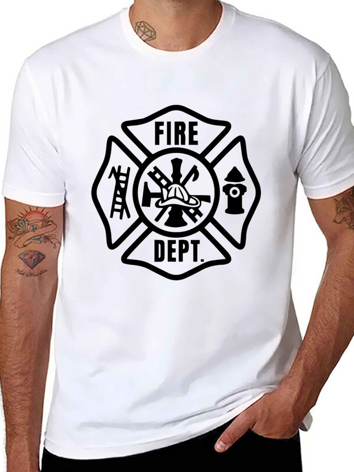 Fire Dept. Maltese Cross Graphic T-Shirt