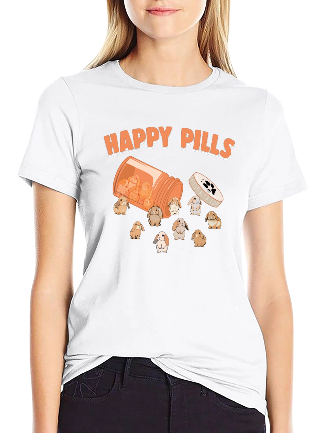 Happy Pills Bunny T-Shirt Cute Graphic Tee