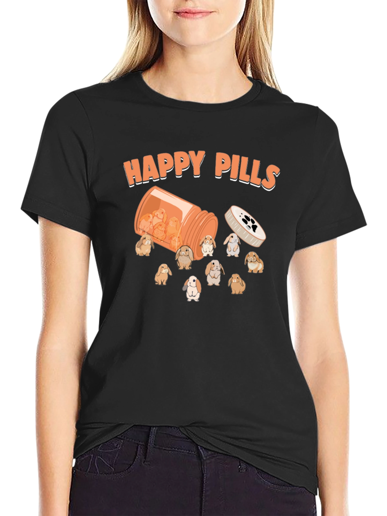 Happy Pills Bunny T-Shirt Cute Graphic Tee
