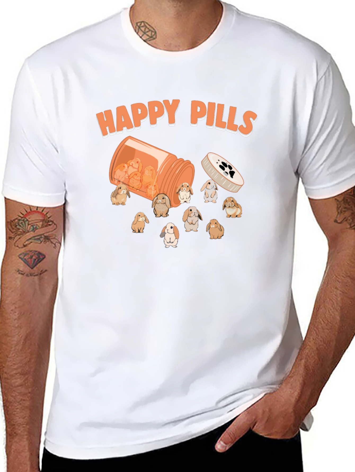 Happy Pills Bunny T-Shirt Cute Graphic Tee