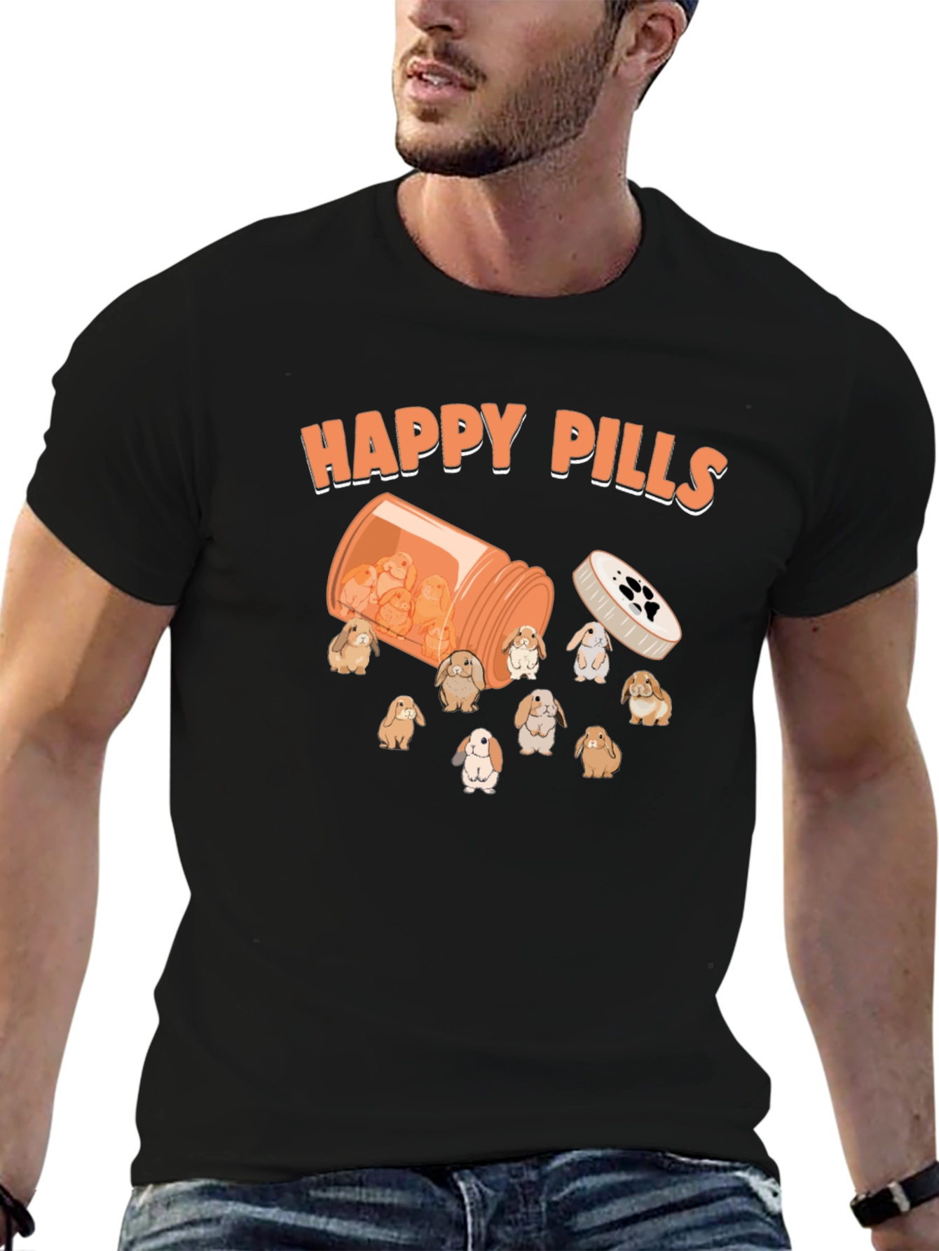 Happy Pills Bunny T-Shirt Cute Graphic Tee
