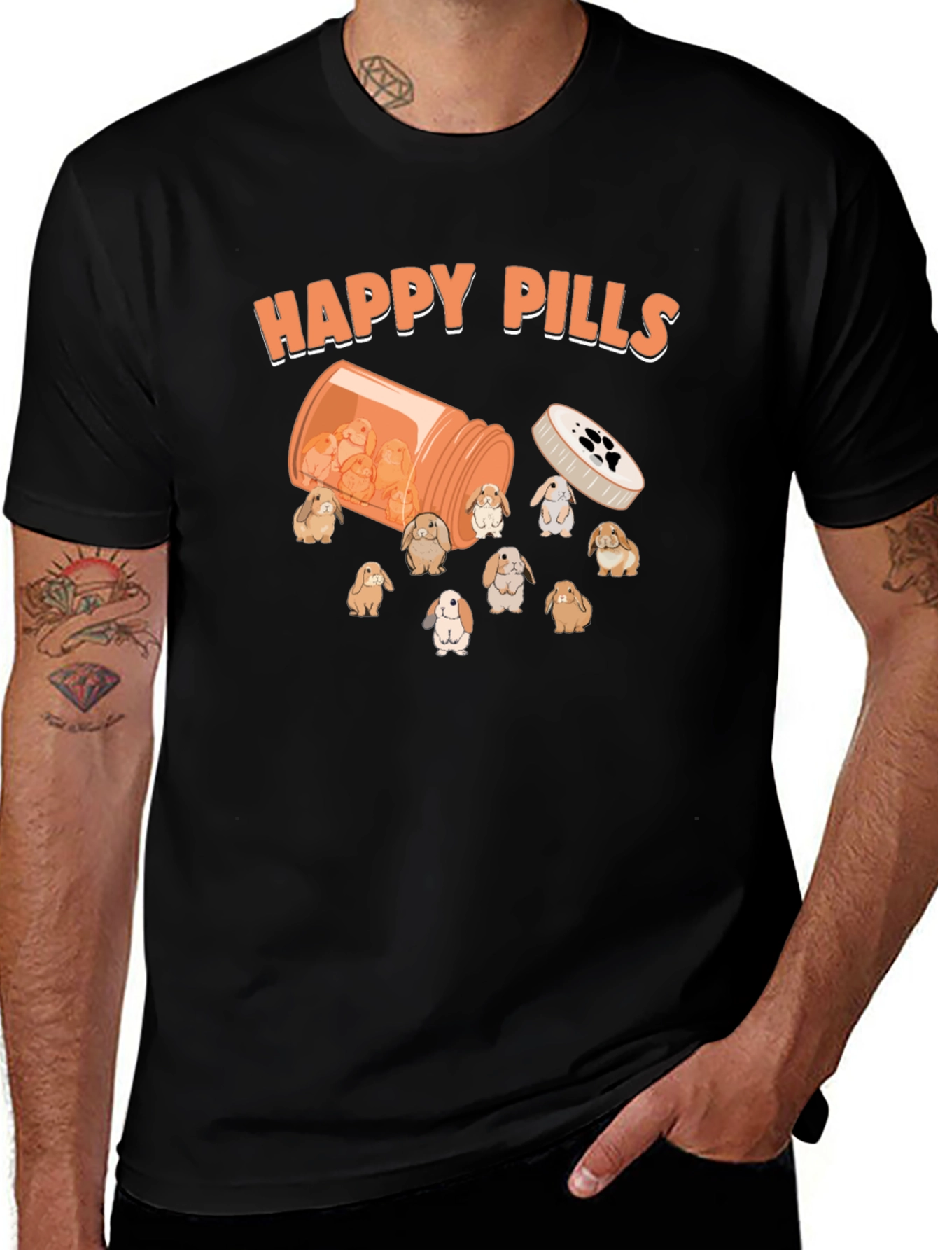 Happy Pills Bunny T-Shirt Cute Graphic Tee