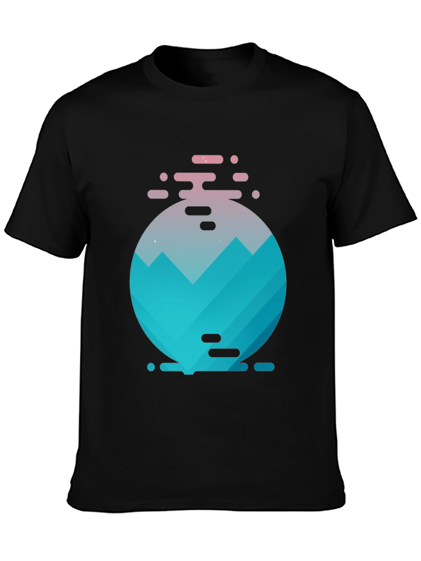 Geometric Mountain Graphic Tee - Black