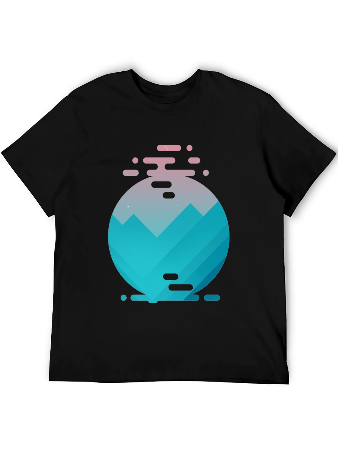 Geometric Mountain Graphic Tee - Black