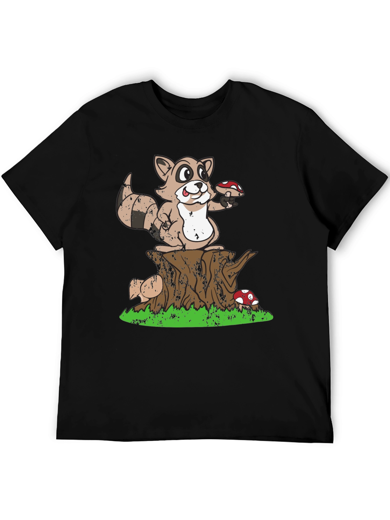 Raccoon & Mushroom Graphic Tee - Nature Lover T-Shirt