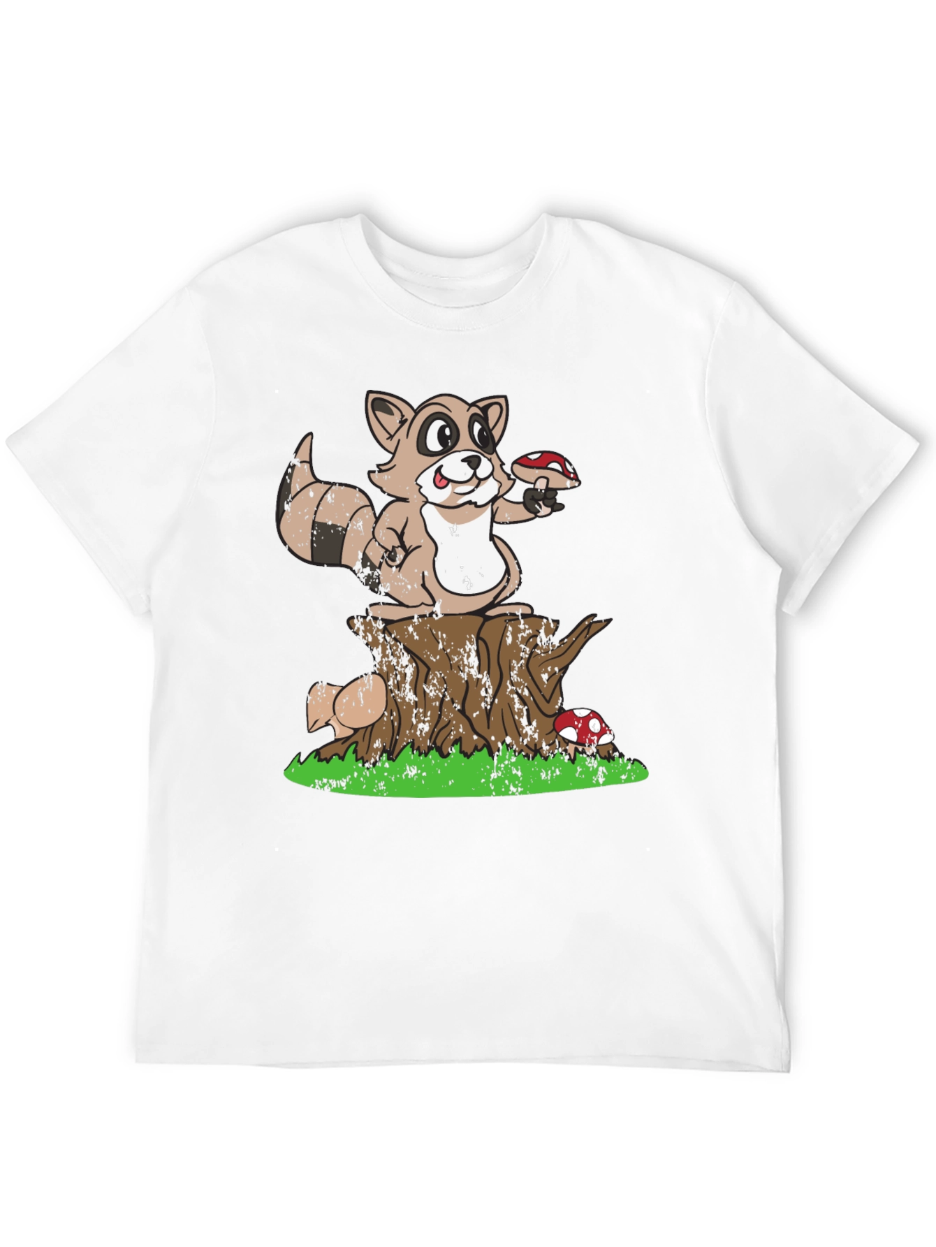 Raccoon & Mushroom Graphic Tee - Nature Lover T-Shirt