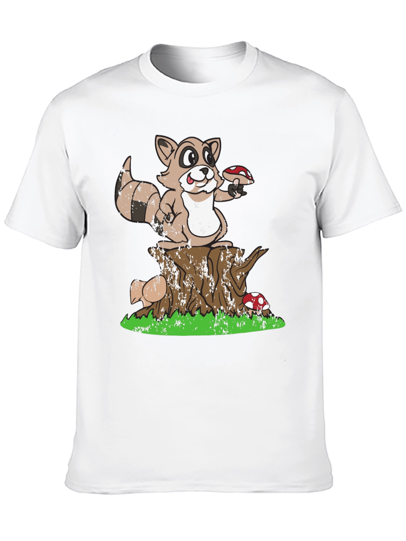 Raccoon & Mushroom Graphic Tee - Nature Lover T-Shirt