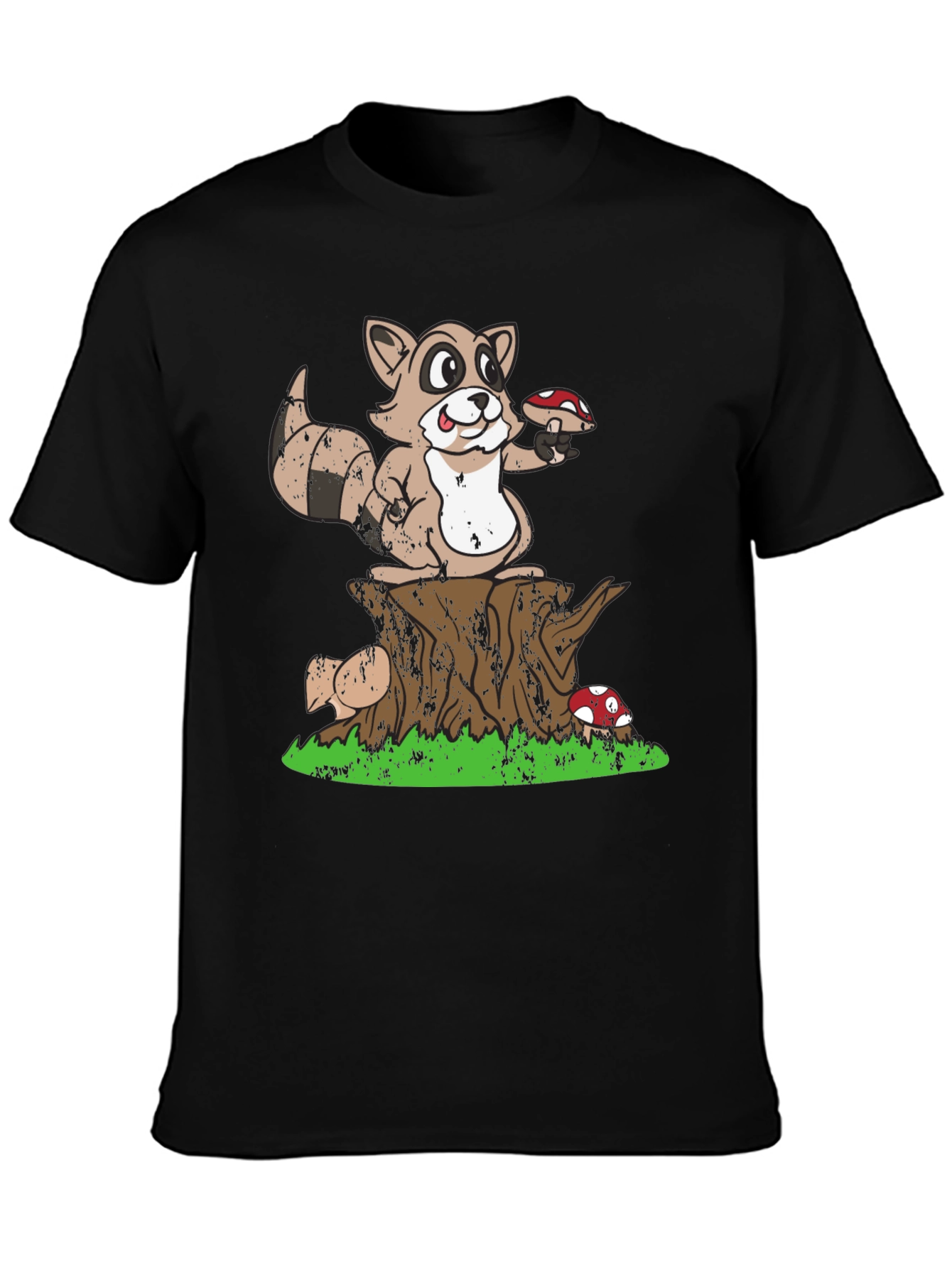 Raccoon & Mushroom Graphic Tee - Nature Lover T-Shirt