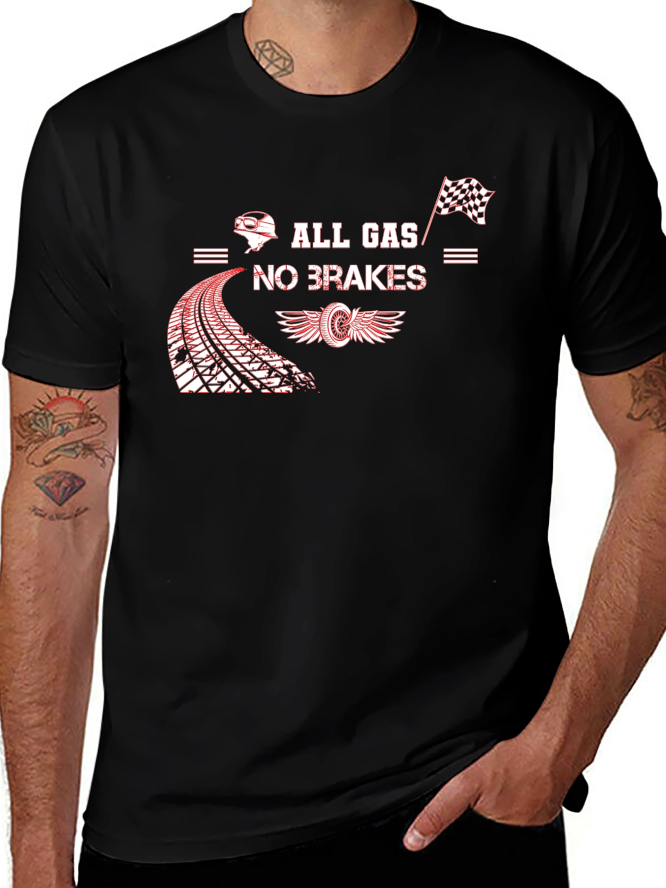 All Gas No Brakes Black Graphic Tee