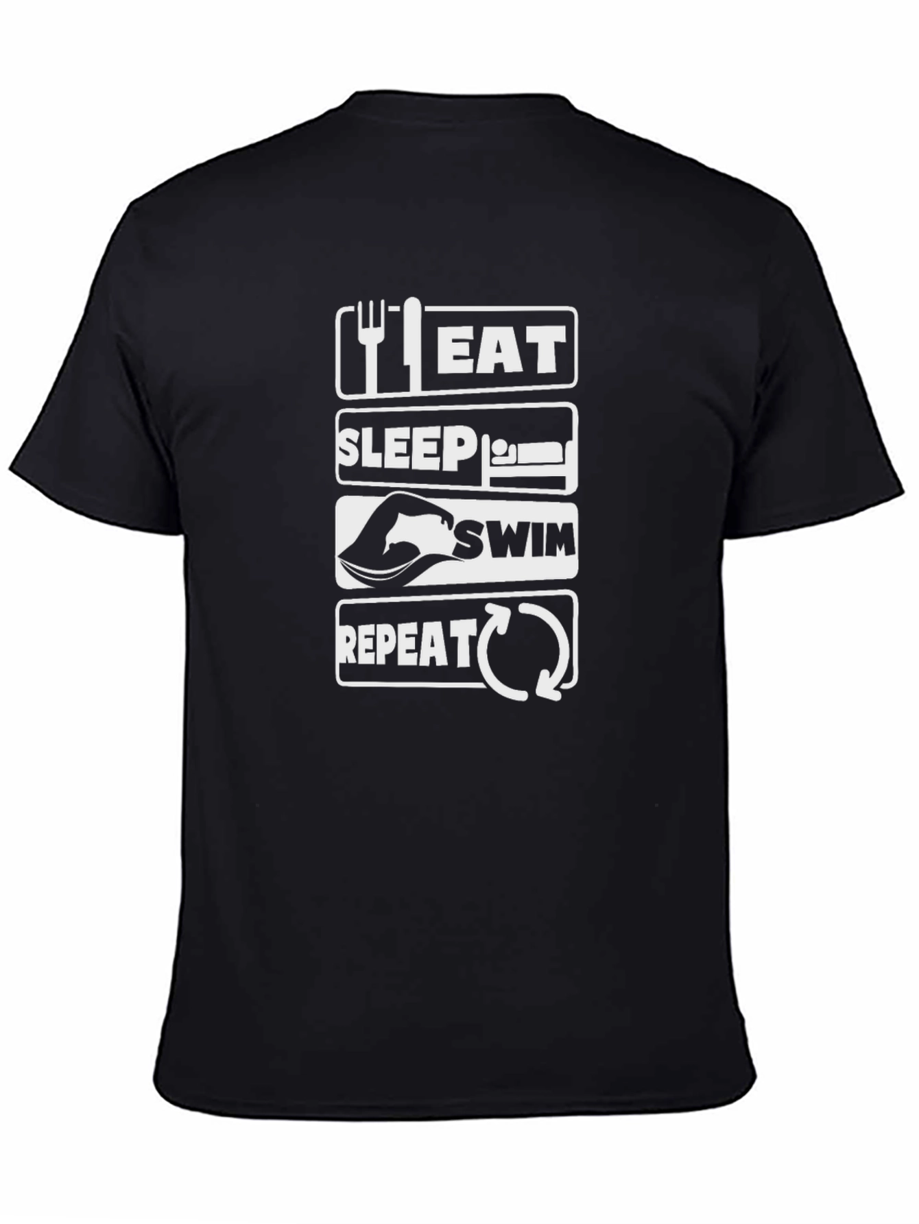 Eat Sleep Swim Repeat Black T-Shirt
