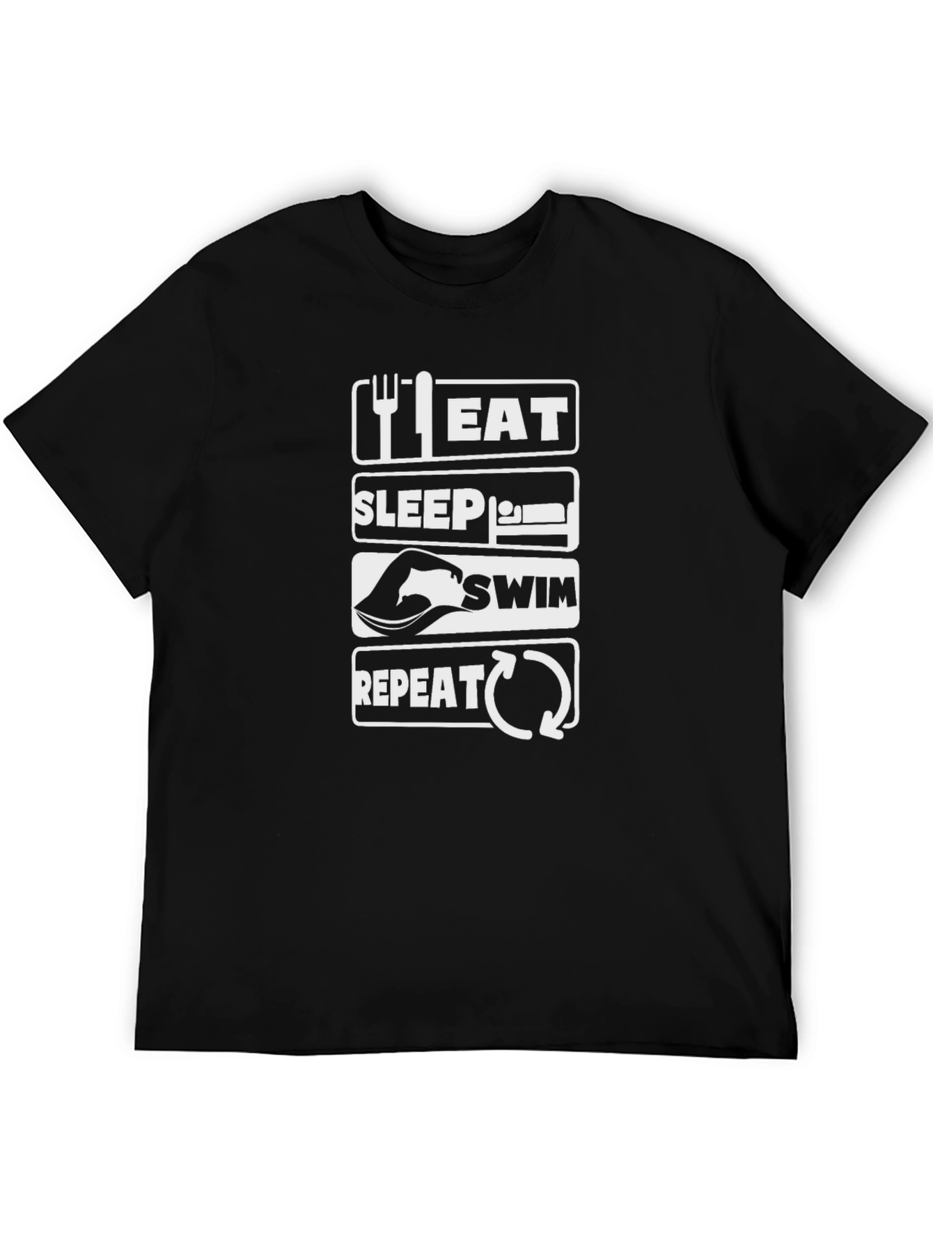 Eat Sleep Swim Repeat Black T-Shirt