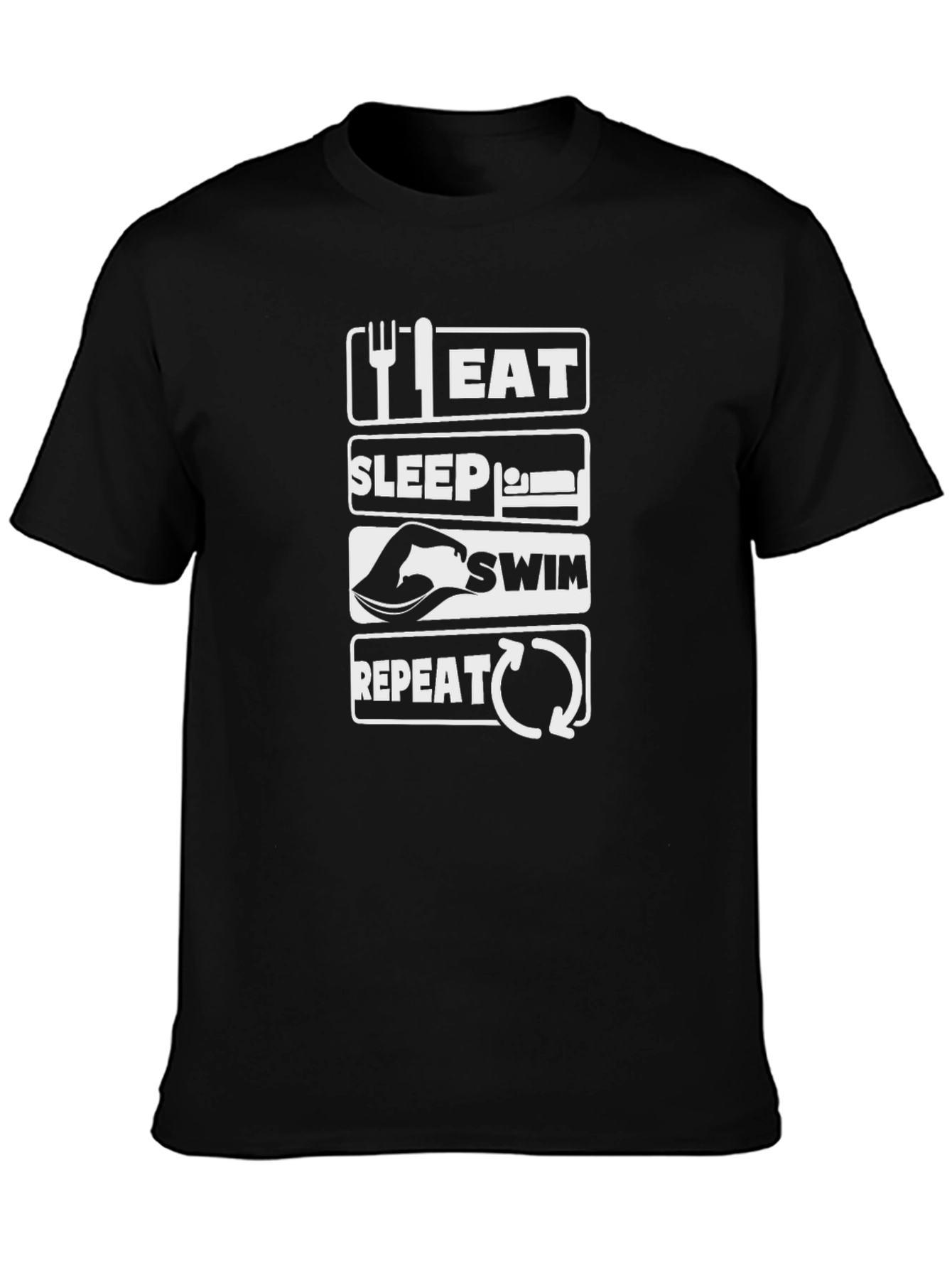 Eat Sleep Swim Repeat Black T-Shirt
